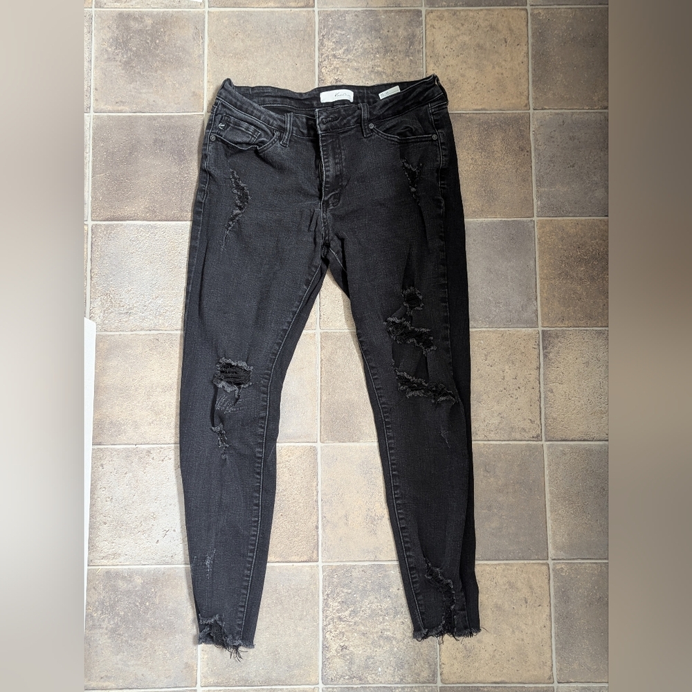 KanCan Ripped Charcoal Skinny Jeans
